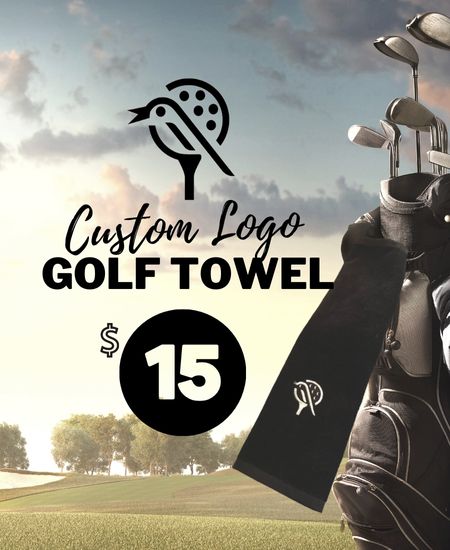 Black - Custom Logo Golf Towel